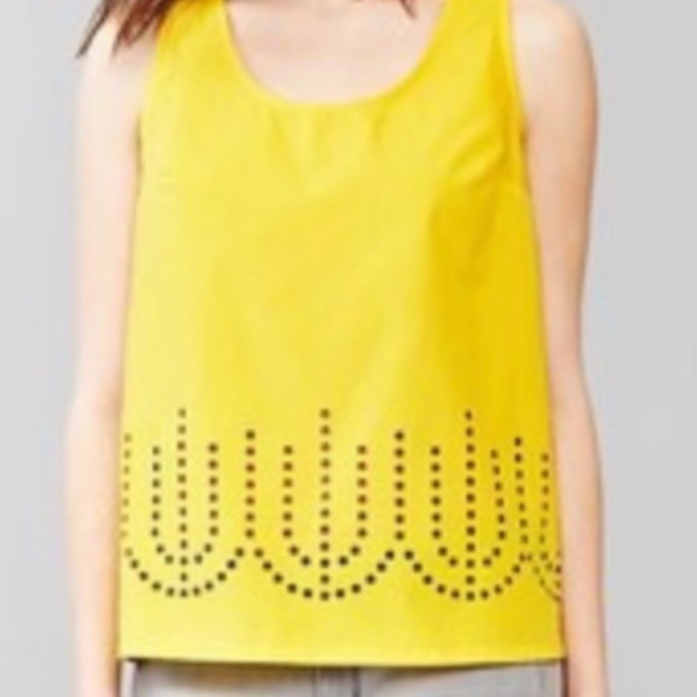 BRAND NEW yellow woven tank top with cutout detail